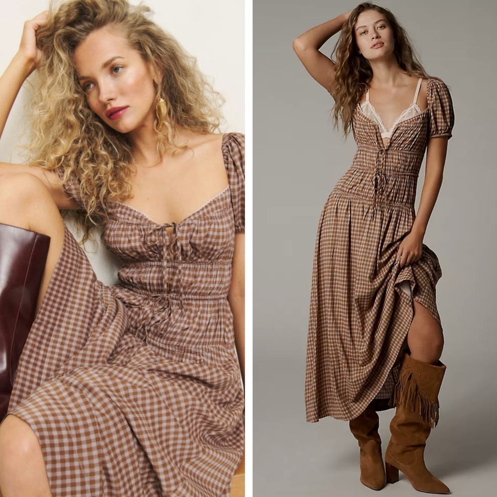 Reformation Rhett Cotton Blend Gingham in Audrie Check Size US 4 New w Tag